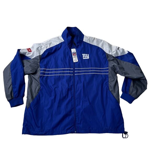 NFL Reebok Men's 2XL New York Giants Sideline Windbreaker Front Zip Jacket NEW - Picture 1 of 6